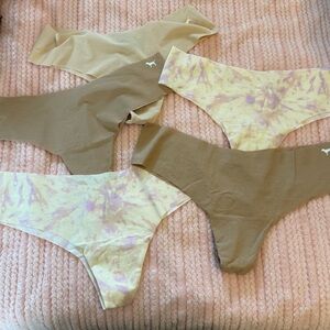 Victoria’s Secret PINK low waisted thongs panties underwear new! Large 5 Nude